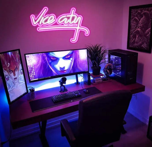Enseigne Néon LED “Vice City” – Panneau Acrylique Lumineux 47×29 cm | Pink Coco pinkcoco