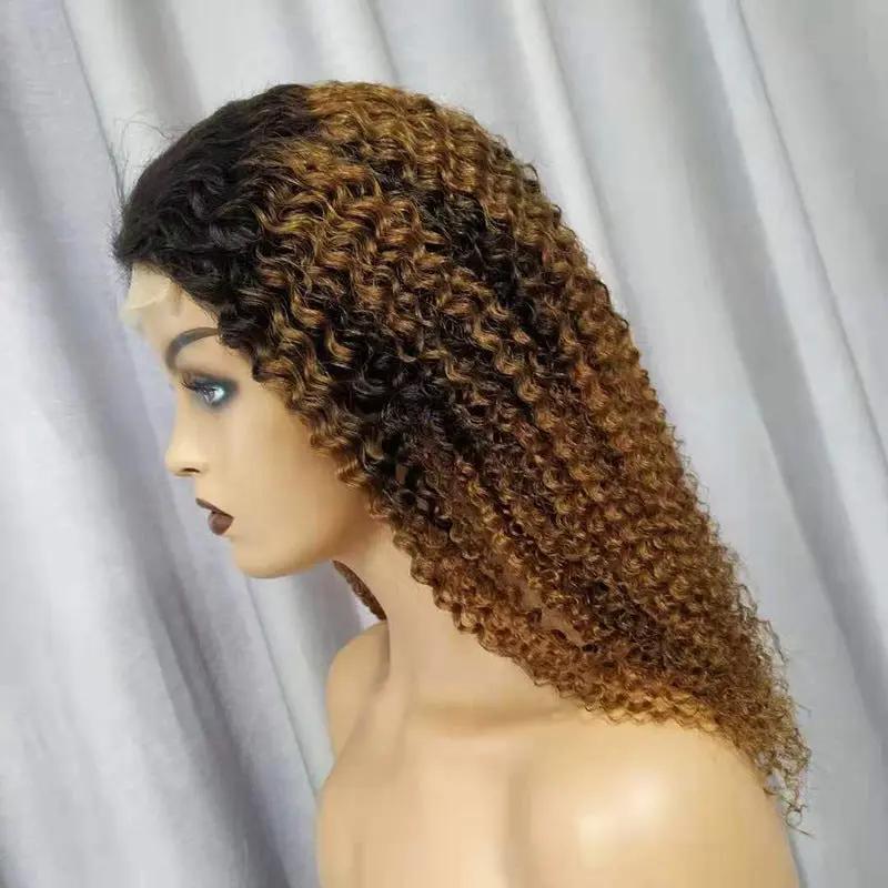 Perruque en Cheveux Naturels Bouclés – Lace Front Kinky Curly Longue PINK COCO