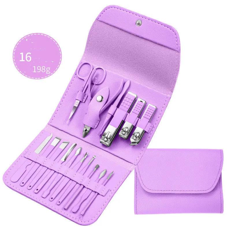 Coco ProCare Set – Kit de Manucure & Pédicure Professionnel 16/18 pièces en Acier Inoxydable avec Étui Cuir Rose Gold ou Pastel PINK COCO