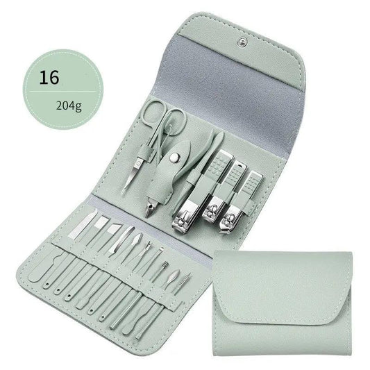 Coco ProCare Set – Kit de Manucure & Pédicure Professionnel 16/18 pièces en Acier Inoxydable avec Étui Cuir Rose Gold ou Pastel PINK COCO