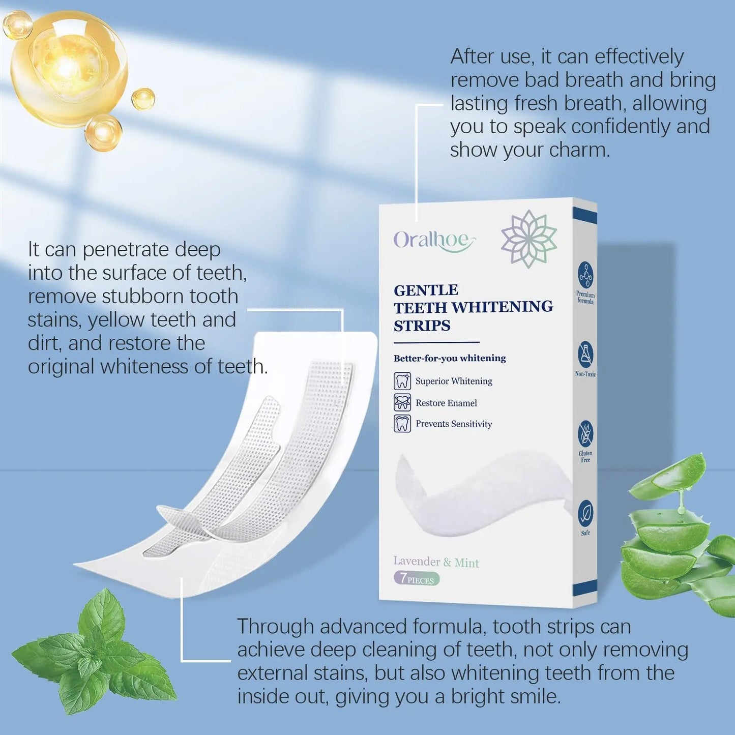 Bandes Dentaires Nettoyantes Naturelles – Lavande, Menthe & Aloe | Pink Coco Pro pinkcoco