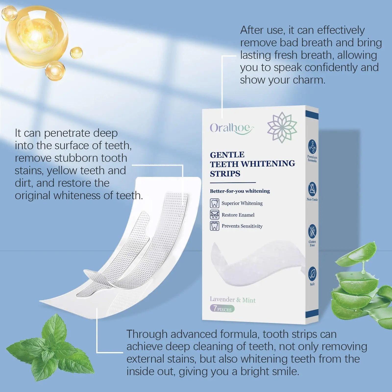 Bandes Dentaires Nettoyantes Naturelles – Lavande, Menthe & Aloe | Pink Coco Pro pinkcoco