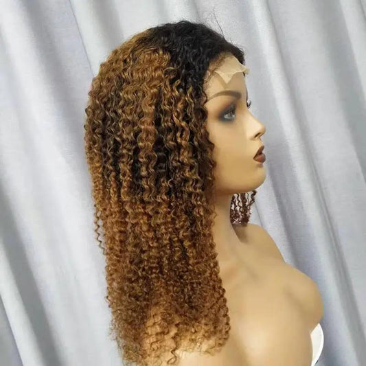 Perruque en Cheveux Naturels Bouclés – Lace Front Kinky Curly Longue PINK COCO
