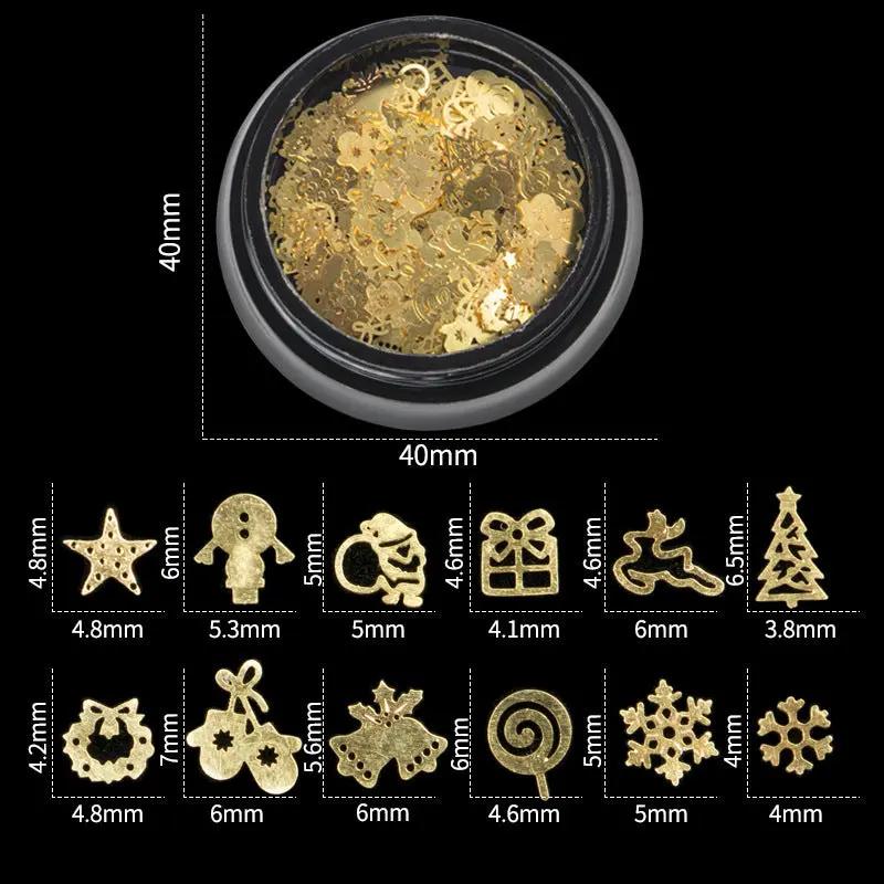 Coco Christmas Nails – Décorations Métalliques Dorées pour Nail Art (Boîte de 120 pièces) PINK COCO