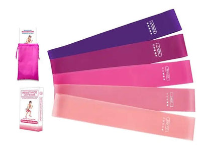 Resistance Bands Set – 5 niveaux de résistance pour Yoga & Fitness PINK COCO