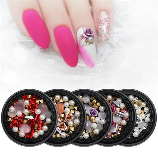 Coco Luxe Gems – Strass Métalliques & Perles Effet Œil de Chat pour Nail Art PINK COCO