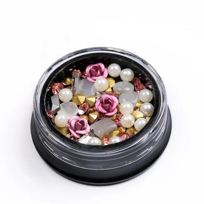 Coco Luxe Gems – Strass Métalliques & Perles Effet Œil de Chat pour Nail Art PINK COCO