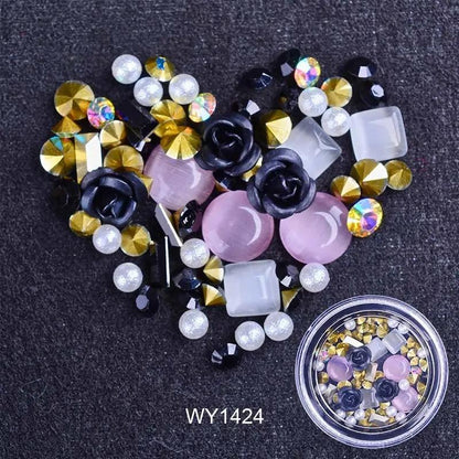 Coco Luxe Gems – Strass Métalliques & Perles Effet Œil de Chat pour Nail Art PINK COCO