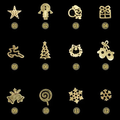 Coco Christmas Nails – Décorations Métalliques Dorées pour Nail Art (Boîte de 120 pièces) PINK COCO