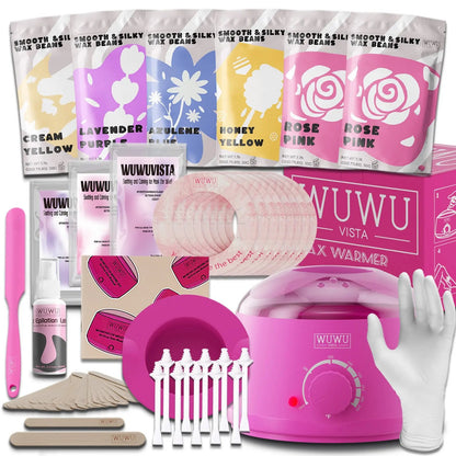 Coco Waxing Kit – Coffret Complet 56 Pièces d’Épilation Professionnelle avec Chauffe-Cire, Perles et Soin Post-Épilation PINK COCO