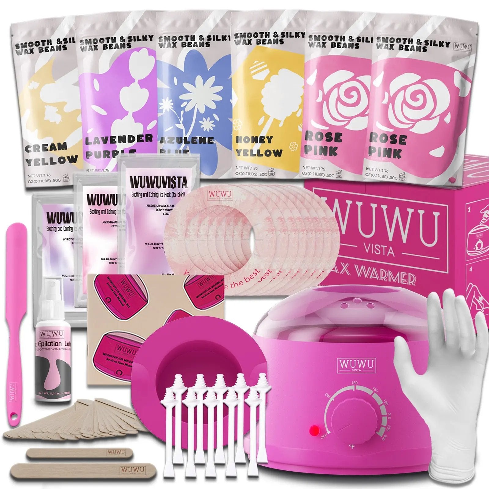 Coco Waxing Kit – Coffret Complet 56 Pièces d’Épilation Professionnelle avec Chauffe-Cire, Perles et Soin Post-Épilation PINK COCO