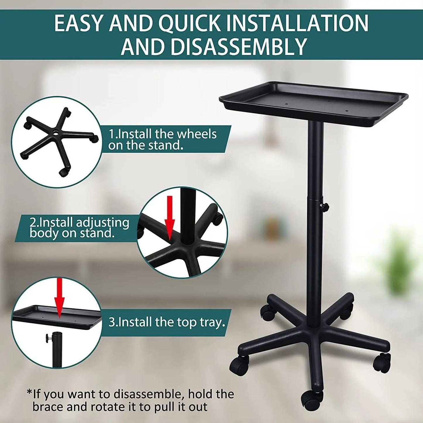 Chariot  Mobile Réglable – Design Professionnel PINK COCO