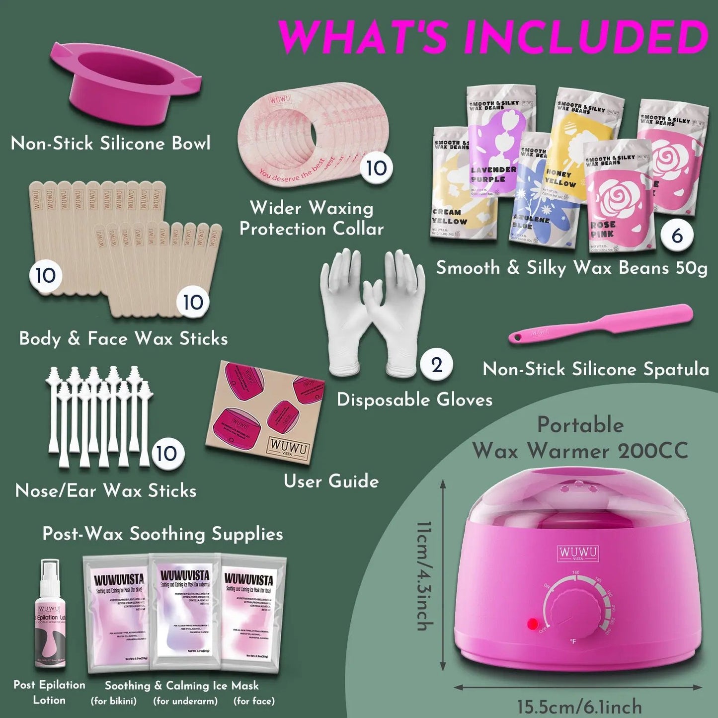Coco Waxing Kit – Coffret Complet 56 Pièces d’Épilation Professionnelle avec Chauffe-Cire, Perles et Soin Post-Épilation PINK COCO