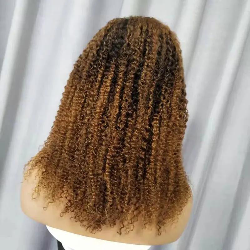 Perruque en Cheveux Naturels Bouclés – Lace Front Kinky Curly Longue PINK COCO