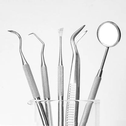 Trousse d’Outils Dentaires Professionnels –  5 Pièces avec Pochette en Cuir Noire PINK COCO