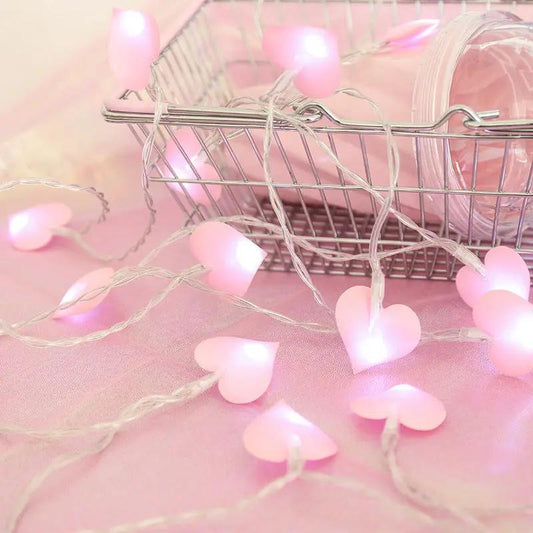 Coco LoveString — Guirlande lumineuse à cœurs en tissu INS PINK COCO