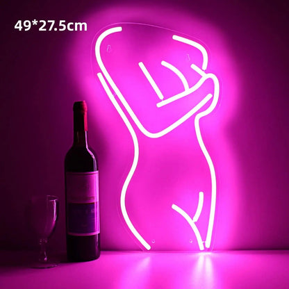 Pink Coco GlowLine — Néon mural LED décoratif en acrylique lumineux PINK COCO