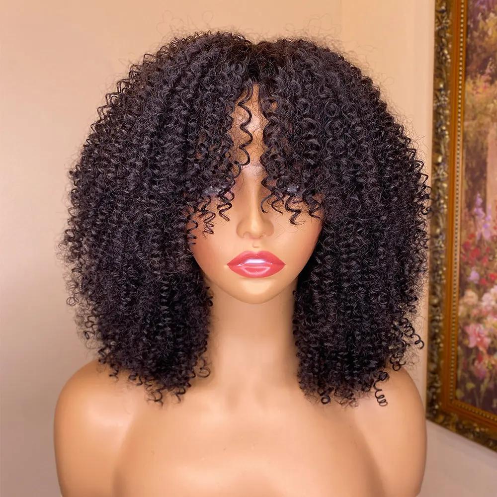 Perruque Bouclée avec Frange – Cheveux Naturels Kinky Curly 100 % Humains PINK COCO