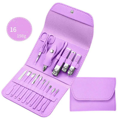 Coco ProCare Set – Kit de Manucure & Pédicure Professionnel 16/18 pièces en Acier Inoxydable avec Étui Cuir Rose Gold ou Pastel PINK COCO