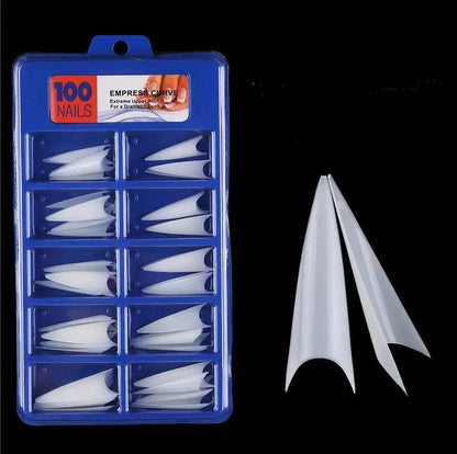 Coco Nail Pro Tips – Boîte de 100 - 500 Capsules Longues Pointues Naturelles ou Transparentes PINK COCO