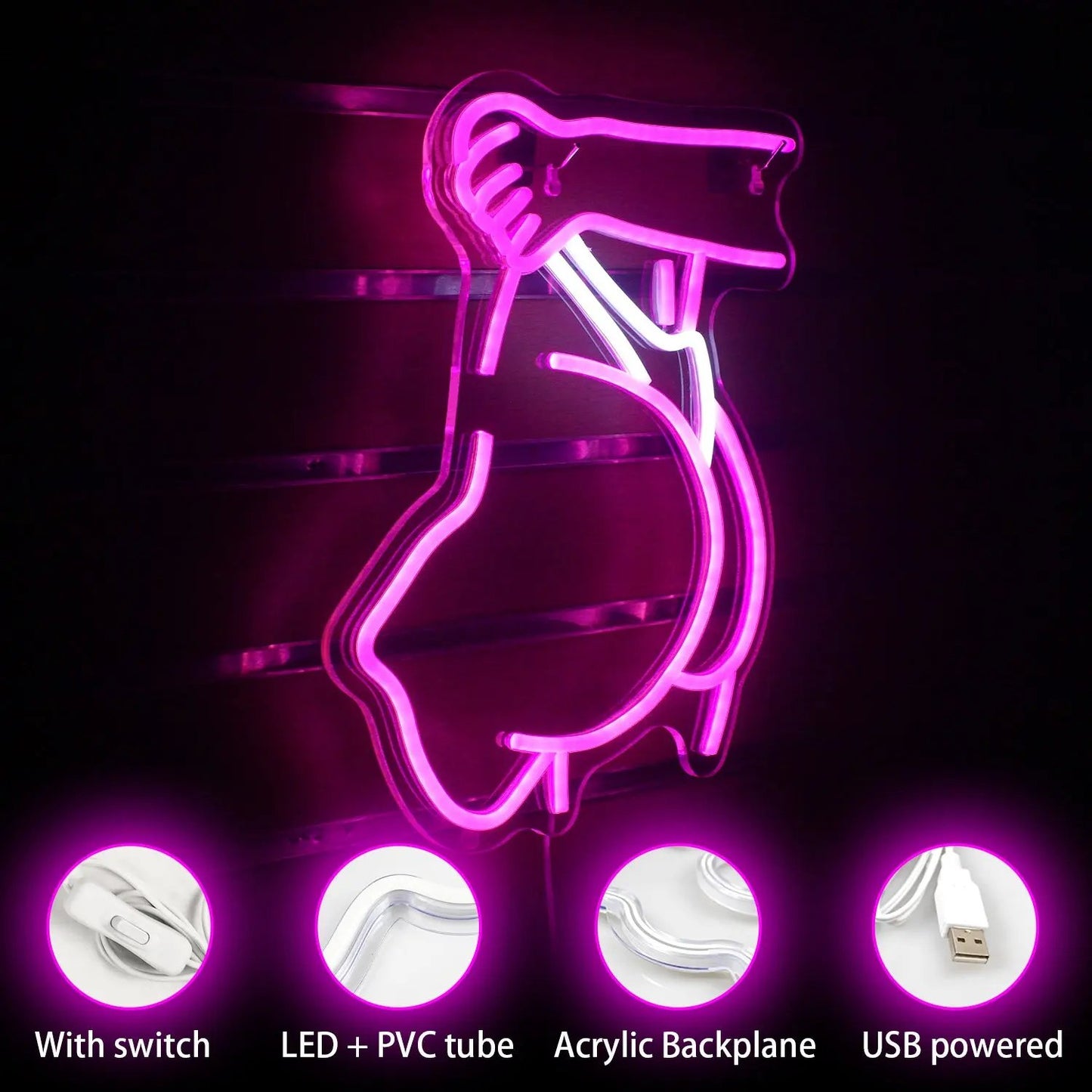 Coco GlowBar — Néon LED décoratif en forme de silhouette féminine PINK COCO