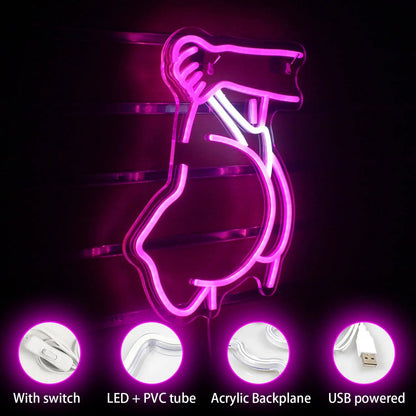 Coco GlowBar — Néon LED décoratif en forme de silhouette féminine PINK COCO