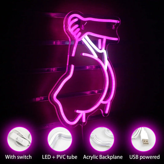 Coco GlowBar — Néon LED décoratif en forme de silhouette féminine PINK COCO