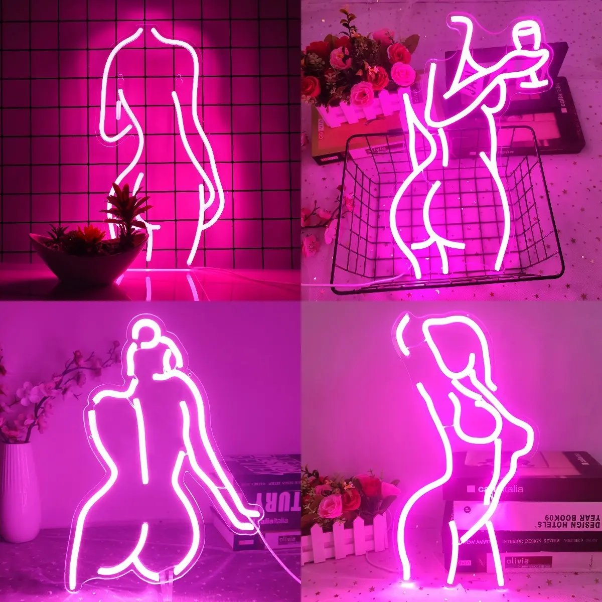 Pink Coco GlowLine — Néon mural LED décoratif en acrylique lumineux PINK COCO