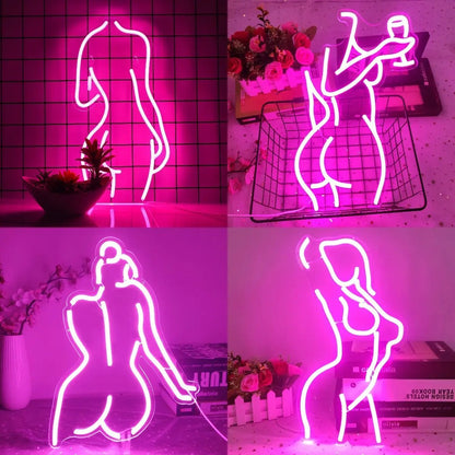 Pink Coco GlowLine — Néon mural LED décoratif en acrylique lumineux PINK COCO