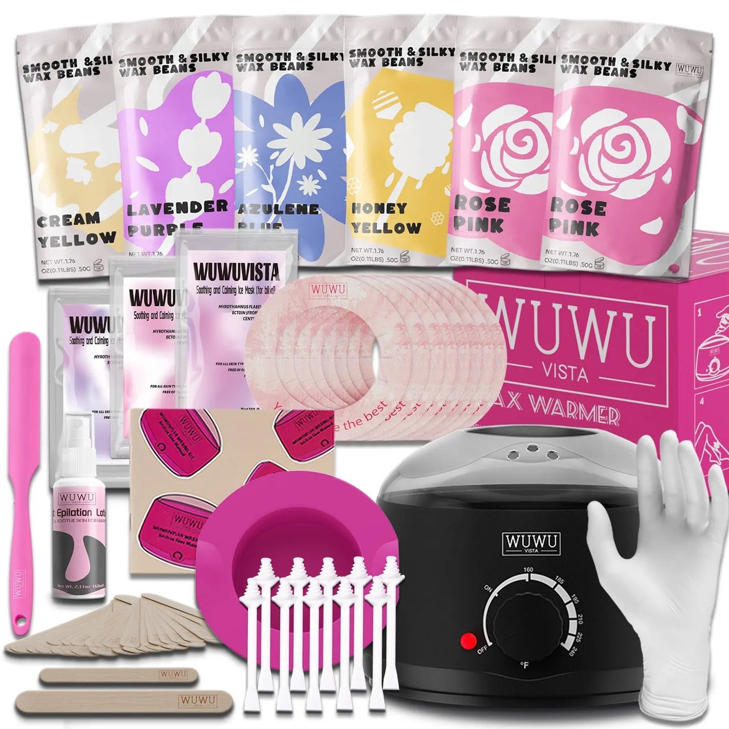 Coco Waxing Kit – Coffret Complet 56 Pièces d’Épilation Professionnelle avec Chauffe-Cire, Perles et Soin Post-Épilation PINK COCO