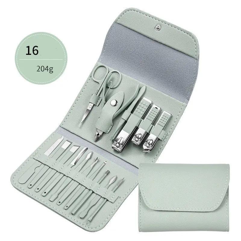 Coco ProCare Set – Kit de Manucure & Pédicure Professionnel 16/18 pièces en Acier Inoxydable avec Étui Cuir Rose Gold ou Pastel PINK COCO