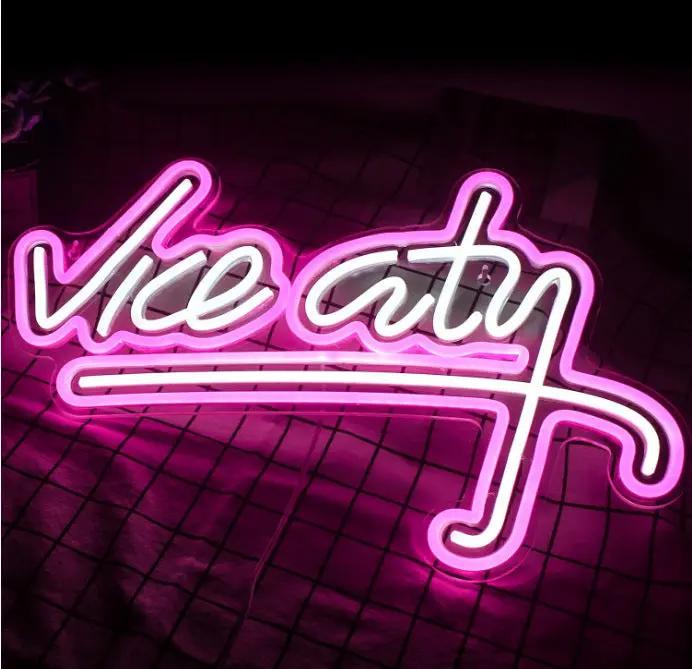 Enseigne Néon LED “Vice City” – Panneau Acrylique Lumineux 47×29 cm | Pink Coco pinkcoco