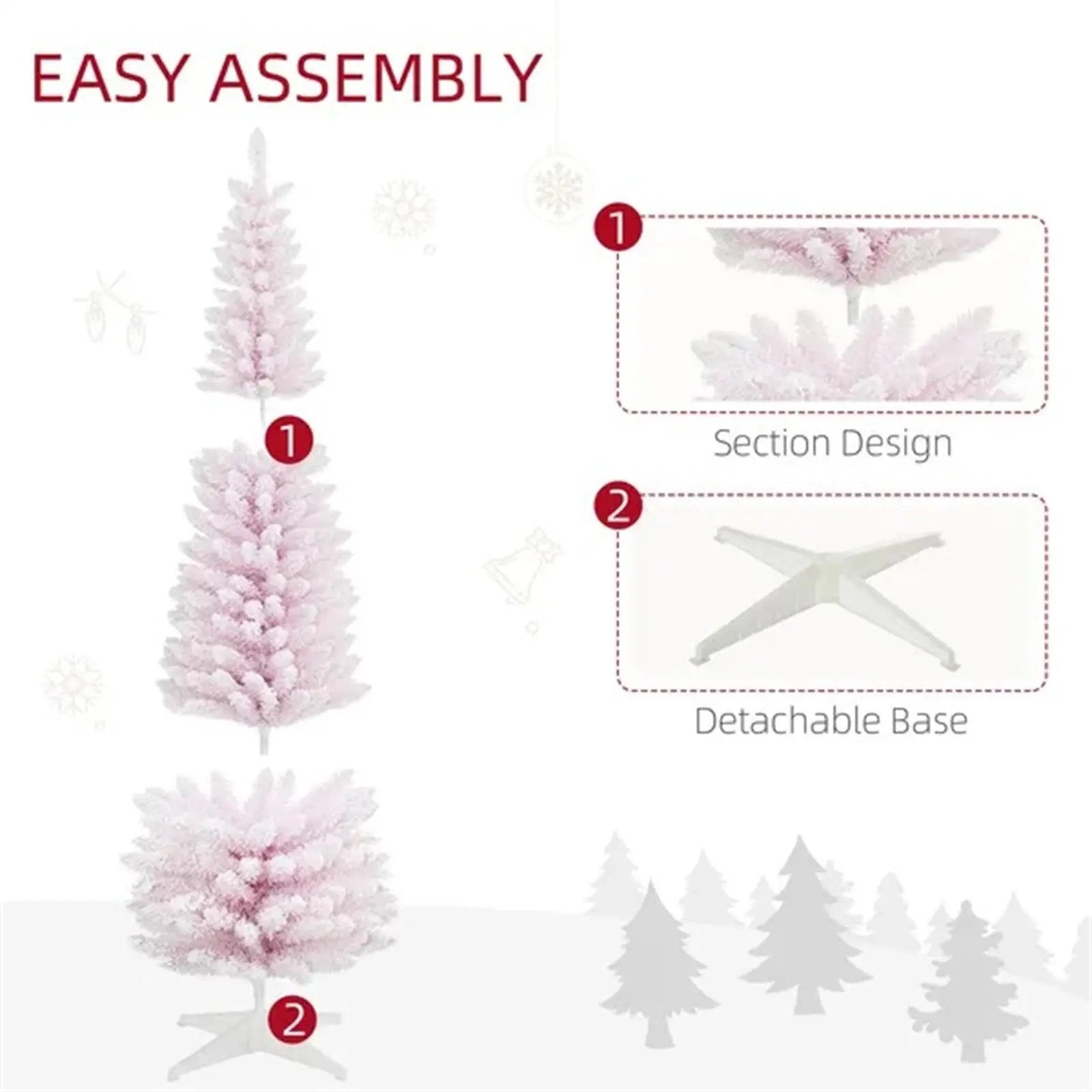 Sapin de Noël Artificiel Enneigé 6pi – Réaliste, Sécuritaire et Facile à Monter | Pink Coco pinkcoco
