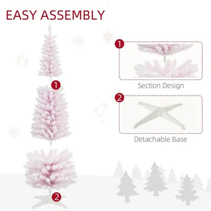 Sapin de Noël Artificiel Enneigé 6pi – Réaliste, Sécuritaire et Facile à Monter | Pink Coco pinkcoco